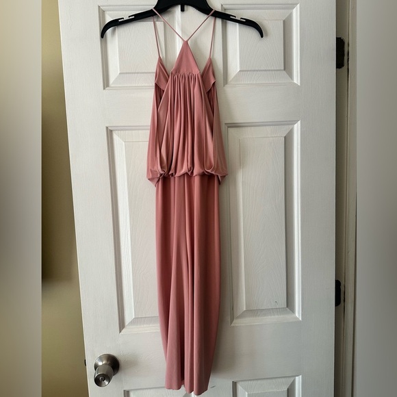 MISA LOS ANGELES Domino Tie Front Midi Dress in Blush pink. Size XS. - Picture 4 of 6